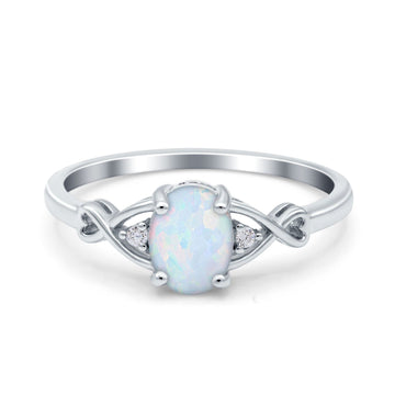 Oval Filigree Infinity Engagement Ring Lab Created White Opal 925 Sterling Silver